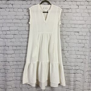 sundays White Textured Midi Dress